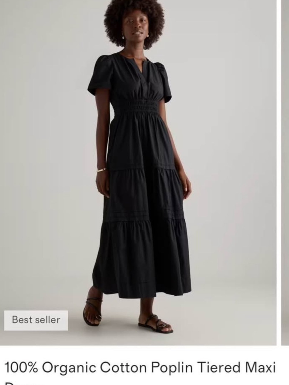 Quince 100% Organic Cotton Tiered Maxi Dress
